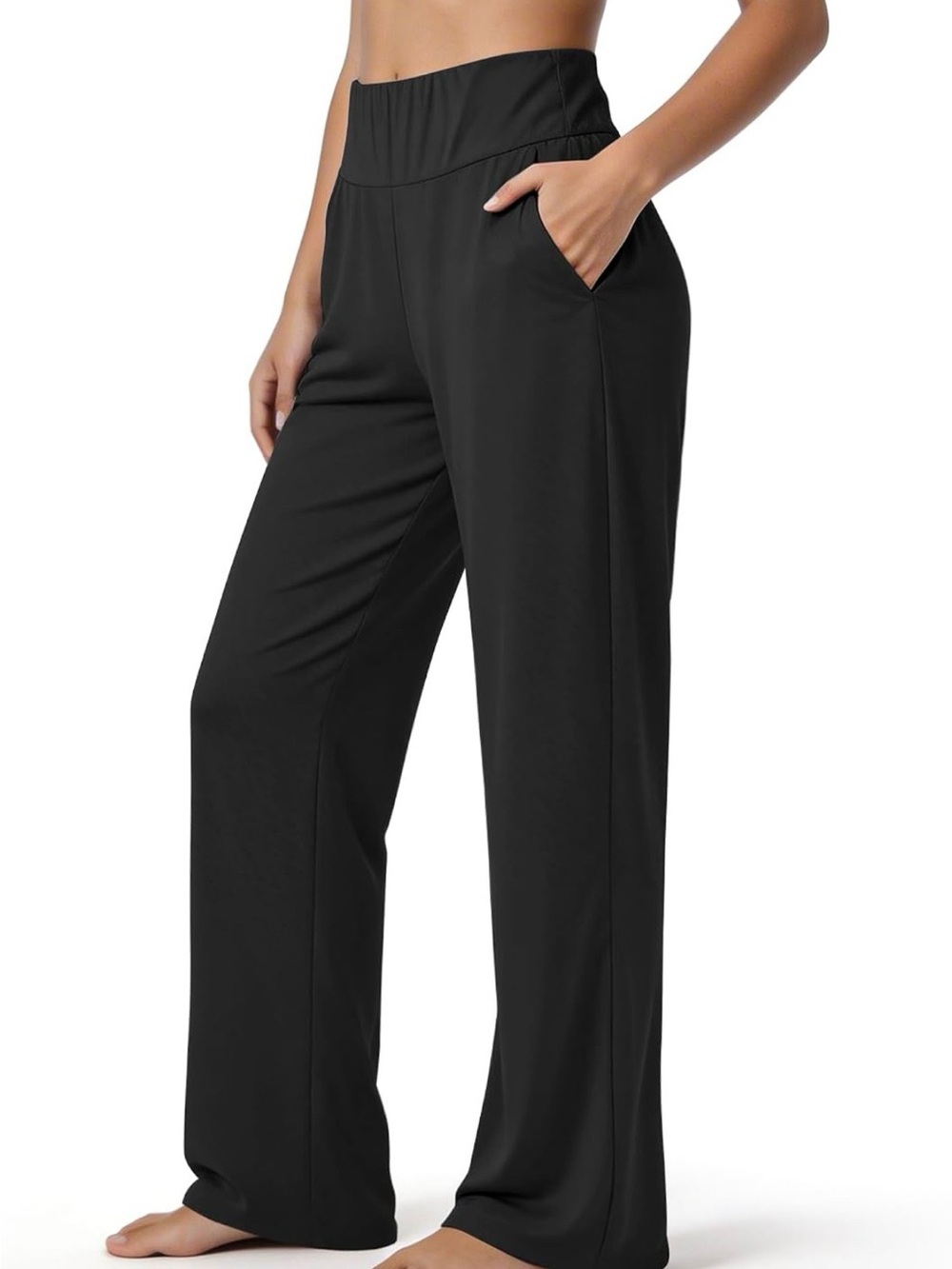 Brand New! Wide Leg High-Waist Black Yoga Lounge/Pants w/pockets (Various Sizes)